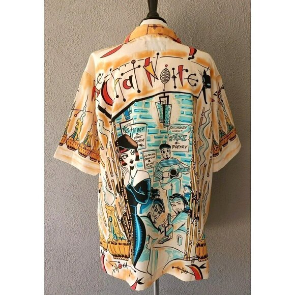Men's La Rocka London for Deluxe By BC Ethic Noir Jazz Beatnik Shirt XL/XXL - Picture 6 of 7